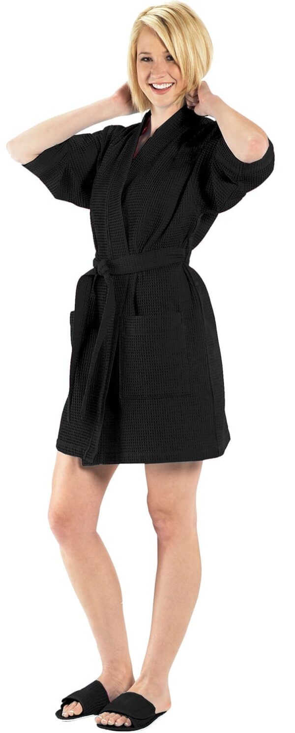 Thigh Length Waffle Weave Kimono Robe - RW1019 - Image 7