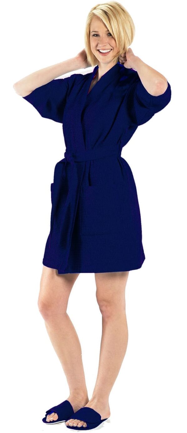 Thigh Length Waffle Weave Kimono Robe - RW1019 - Image 3