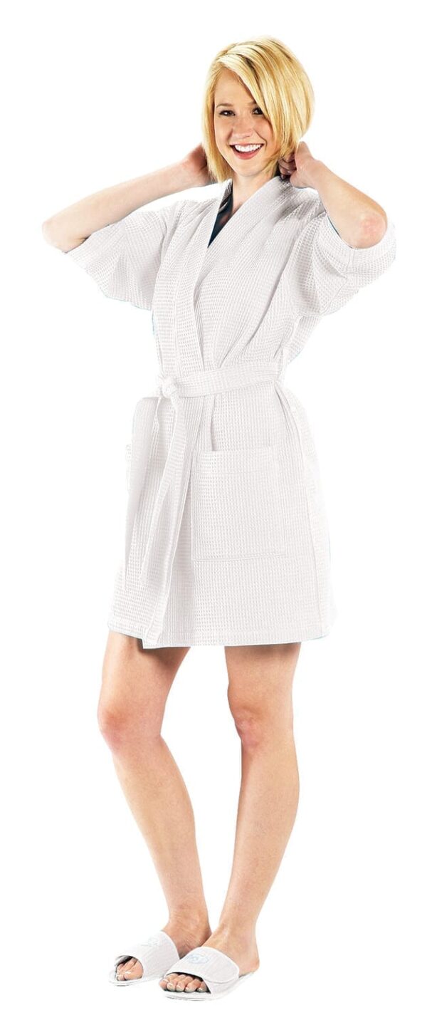 Thigh Length Waffle Weave Kimono Robe - RW1019 - Image 2