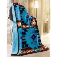 United Textile Supply Southwest Aztec Sherpa Borrego Aztec Turquoise