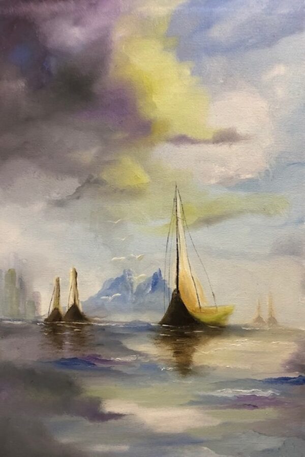 3 Sail Boats Outside Barcelona