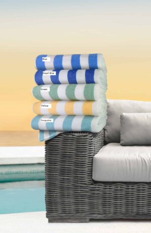 Oxford 30x60 Horizontal Stripe White Pool Towels