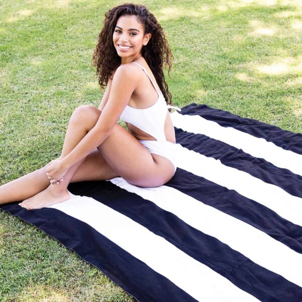 Cabana Stripe Microfiber Beach Towel for 2 People