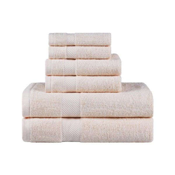 Egyptian Cotton Dobby Border Medium Weight 6 Piece Bath Towel Set-GSM 500 - Image 9