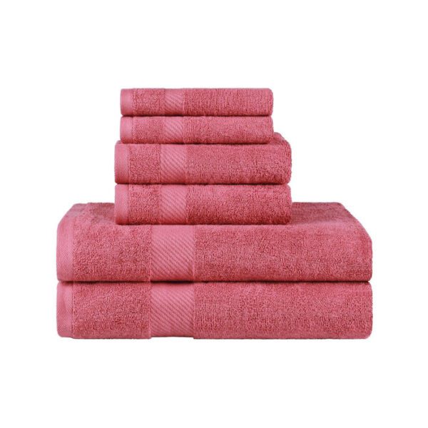 Egyptian Cotton Dobby Border Medium Weight 6 Piece Bath Towel Set-GSM 500 - Image 7