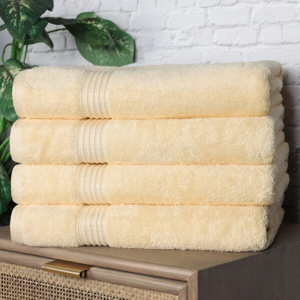 Egyptian Cotton Highly Absorbent Solid 4-Piece Ultra Soft Bath Towel Set - GSM  500 - Image 2