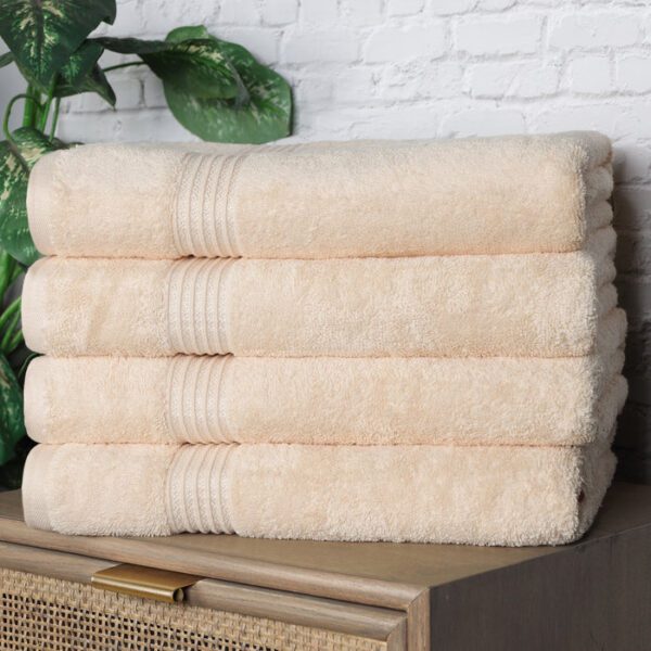 Egyptian Cotton Highly Absorbent Solid 4-Piece Ultra Soft Bath Towel Set - GSM  500 - Image 3