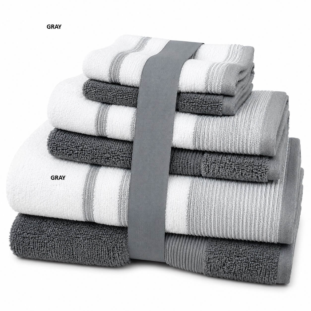 2 tone gray bath towel set united textile supply
