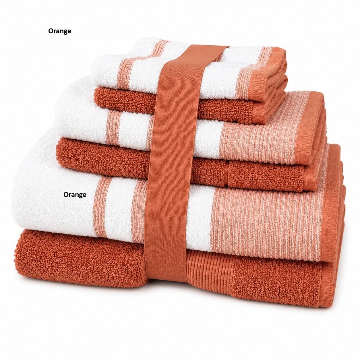 2 tone orange bath towel set united textile supply